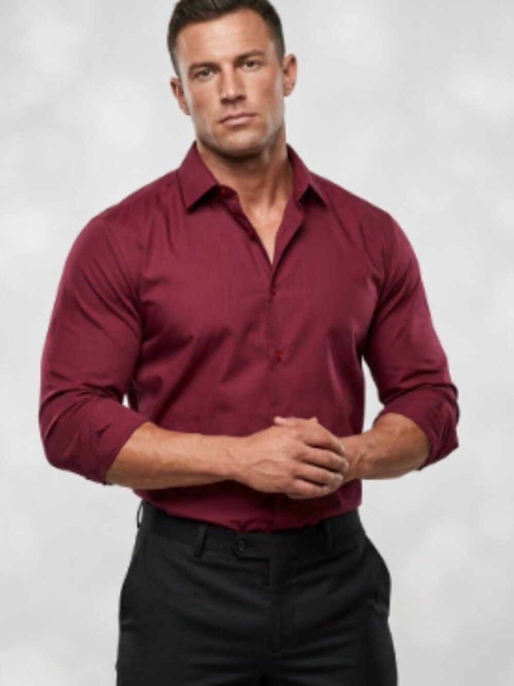 Adrenalin Power Brand Burgundy Dress Shirt Medium 22x30